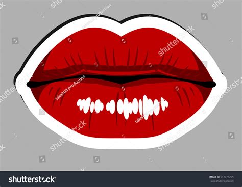 Sticker Beautiful Sensual Female Lips เวกเตอร์สต็อก ปลอดค่าลิขสิทธิ์