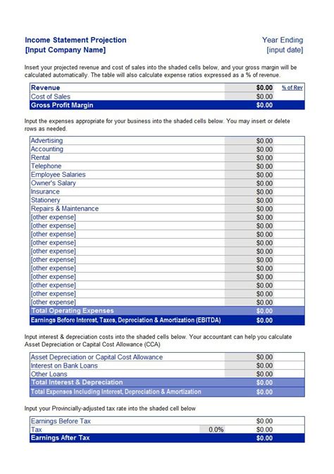 MS Excel Income Statement Editable Printable Template Excel Templates | Income Statement Excel ...