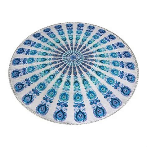 Cotton Round Tanya Handicrafts Indian Mandala Multi Colored Tapestry