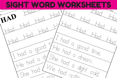 Sight Word Practice Worksheet - HAD Graphic by Sarita_Kidobolt ... 