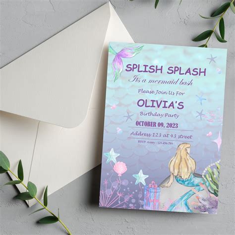 Mermaid Invitation Digital Download Mermaid Birthday Invite Mermaid Party Invitation Mermaid