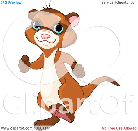 Clipart Happy Ferret Walking Upright Royalty Free Vector Illustration