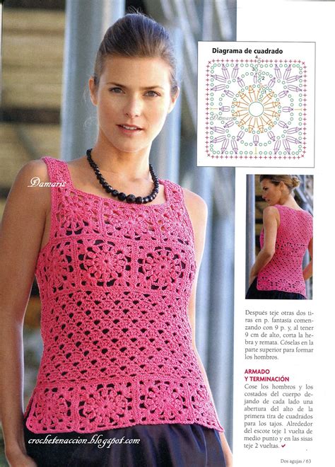 Blusa Elegante Con Cuadros A Crochet Todo Patrones Crochet Gratis