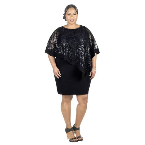 Randm Richards Rm Richards Women S Navy Plus Size Sequin Lace Poncho Party Dress Cocktail