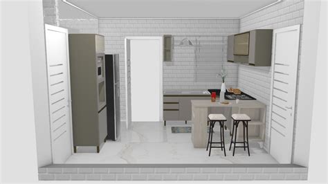 Projeto Cozinha 8 Connect Elaine De ELAINE Planta 3D Mooble Henn