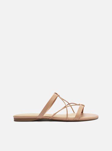 Sandália Rasteira Nude Tiras Enlace Aberta Arezzo