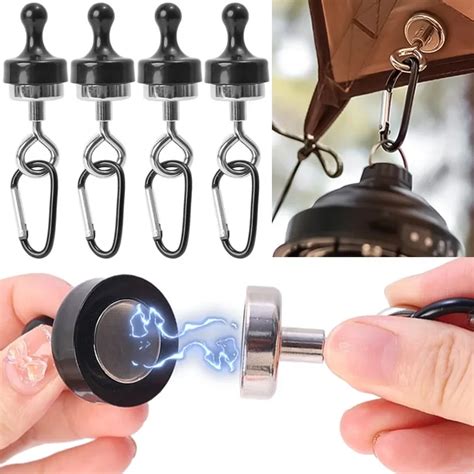 1 2PCS Magnetic Hooks For Canopy Magnet Clip Hanger With Carabiner For