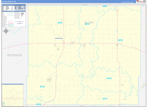 Allen County Wall Map Premium Style - marketmaps.com