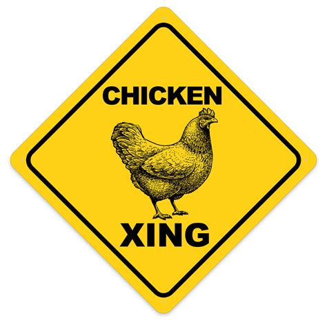 Chicken Crossing Sign Aluminum Indoor Outdoor — Wi Wear