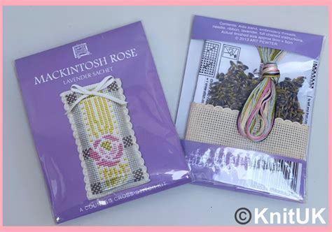 Cross Stitch Kit Sachet With Mackintosh Rose Textile Heritage