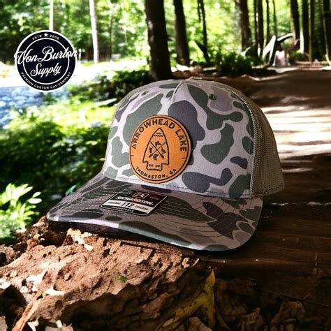 Custom Richardson 112 PFP Duck Camo Leather Patch Trucker Hat Marsh