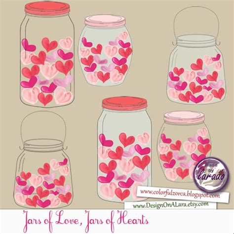 Jar of Love, Jar of Hearts, Love Jars Clipart, Mason Jars Digital Clip ...