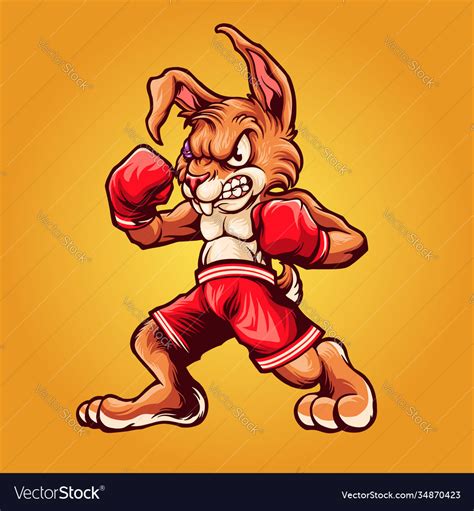 Strong Rabbit Wear Boxing Gloves Royalty Free Vector Image