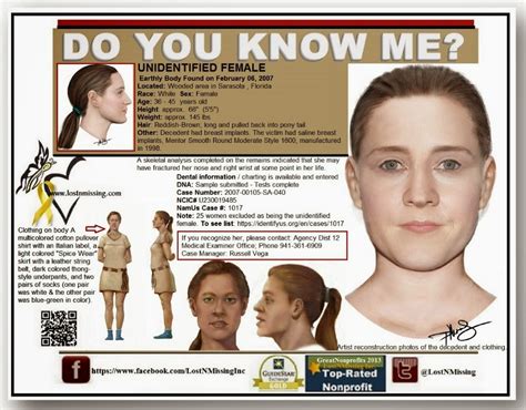 LostNMissing, Inc: Unidentified Female Body since 2007 - Florida