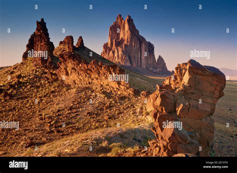 Shiprock Sacred Navajo Mountain Monolith At Sunset From Black Dike