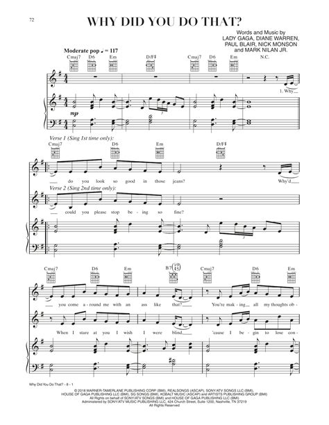 Why Did You Do That From A Star Is Born By Lady Gaga Sheet Music For