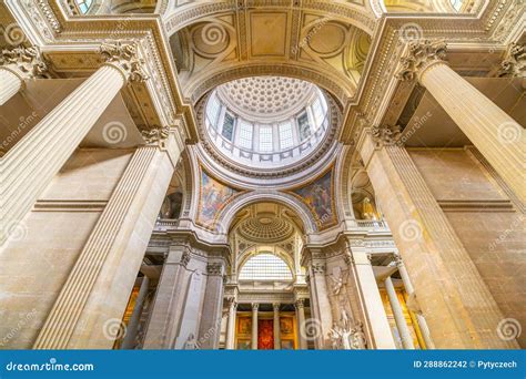 Ornamental and Painted Ceiling of Pantheon in Paris Stock Photo - Image of inside, historical ...