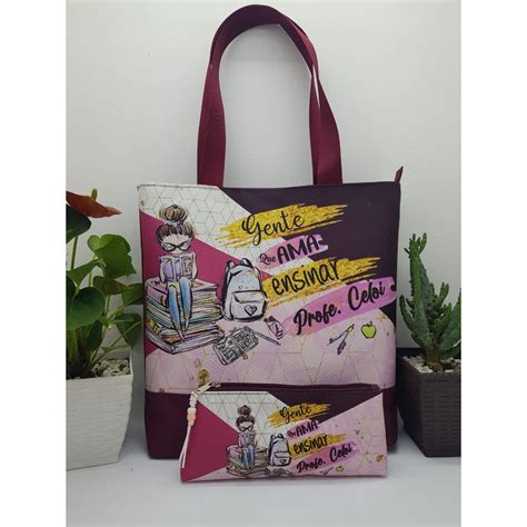 BOLSA ECOBAG 32x36 PERSONALIZADA DIA DO PROFESSOR ESTOJO Shopee Brasil