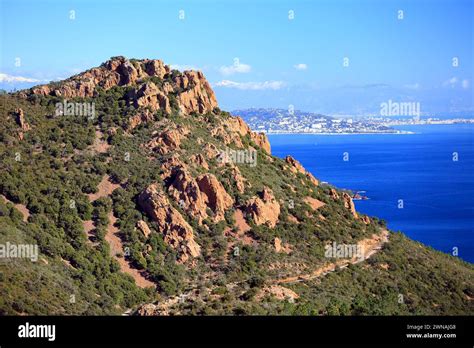 Top View Above The Coastline Of The French Riviera From The Summit Of