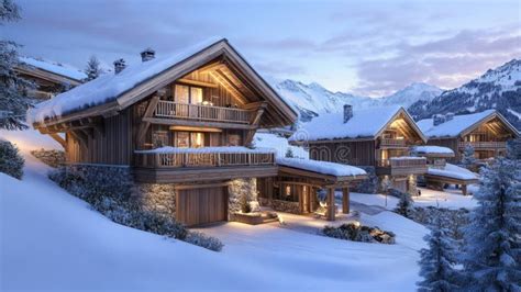 traditional chalet  wooden beams  steep roofs nestled