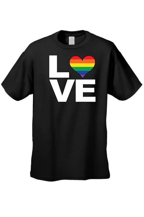 Unisex T Shirt Lgbt Rainbow Heart Flag Gay Lesbian Love Pride