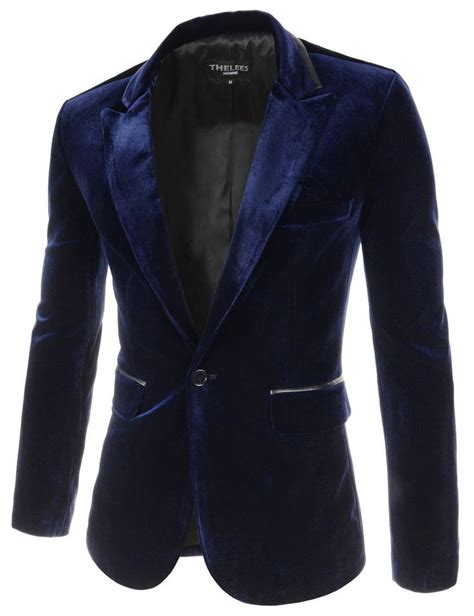 Jkv01 Mens Slim Fit Single Breasted Peaked Lapel 1 Button Velvet