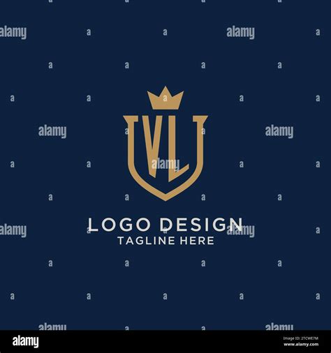 VL Initial Shield Crown Logo Vector Graphic Stock Vector Image Art