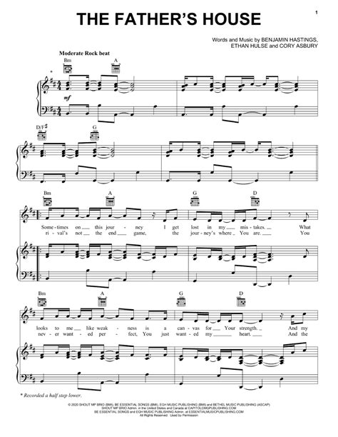 Cory Asbury The Father's House Sheet Music, Notes & Chords | Sheet music, Sheet music notes ...