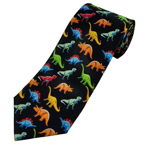 Colourful Dinosaurs Black Men S Novelty Tie From Ties Planet UK