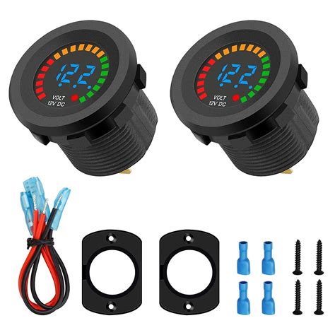 2pcs Car Voltmeter DC 12V Voltmeter With LED Digital Display Panel