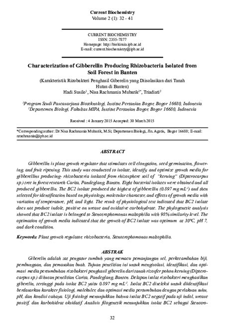 Pdf Characterization Of Gibberellin Producing Rhizobacteria Isolated