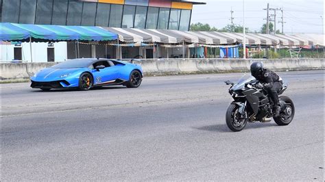 Kawasaki Ninja H Vs Lamborghini Huracan Performante Drag Race Youtube