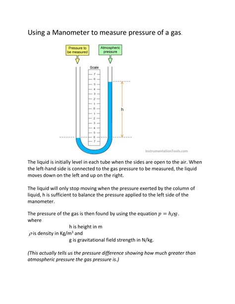 Using A Manometer To Measure Pressure Of A Gas