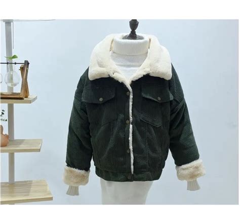 Woman Loose Corduroy Jacket New Thick Winter Lambswool Fur Coat L0045