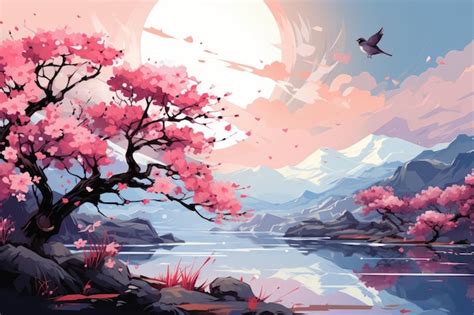 Premium Ai Image Nature Inspired Scenes Themed Graphic Paint A