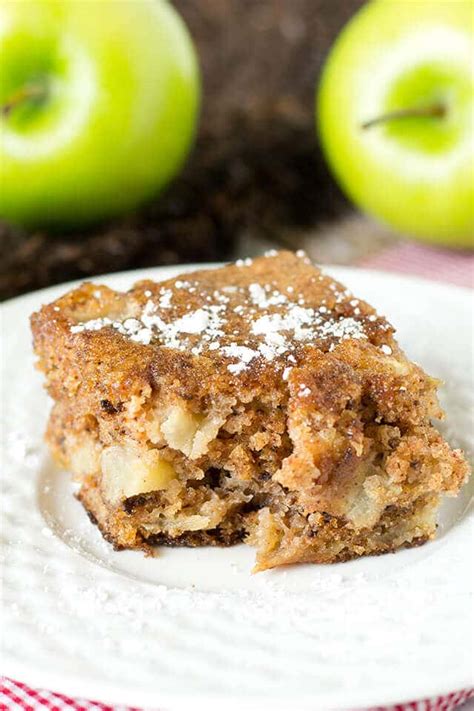 Apple Walnut Cake Snack Cake With Powdered Sugar Topping