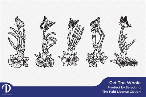 Skeleton Hand With Flowers And Butterfly Svg Bundle Skeleton Hand Svg