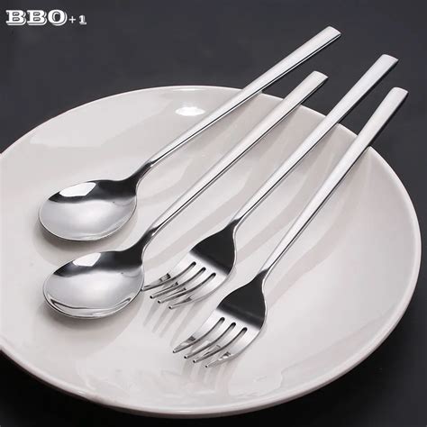 2pcs Table Spoon 2pcs Dinner Fork Stainless Steel Flatware Set Korean