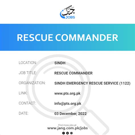 Rescue Commander Job Sindh Emergency Rescue Service 1122 Jobs In