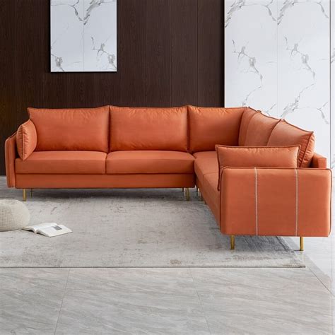 L-shaped Corner Sectional Technical Leather Sofa - ShopStyle