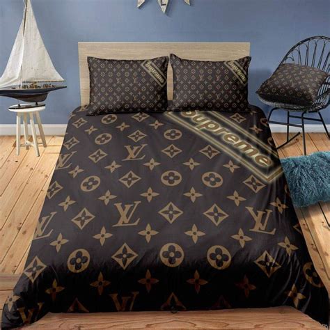 Supreme Louis Vuitton Custom 3pcs Bedding Set 1 Duvet Cover And Pillowcases Bedroom Decor In