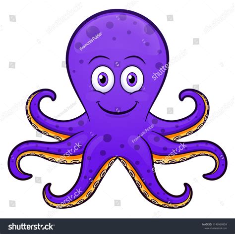 Vector Illustration Octopus Cartoon Purple Design Stock Vector Royalty