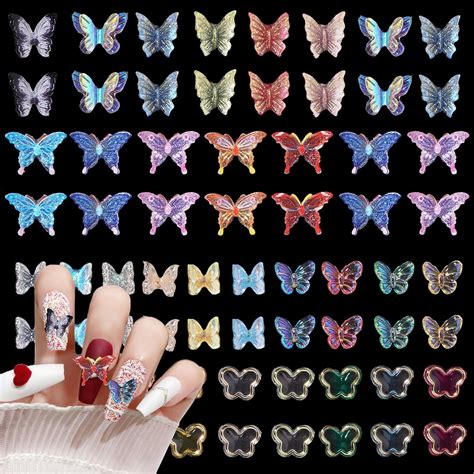 Amazon Pcs D Butterfly Nail Charms Assorted Mix Color