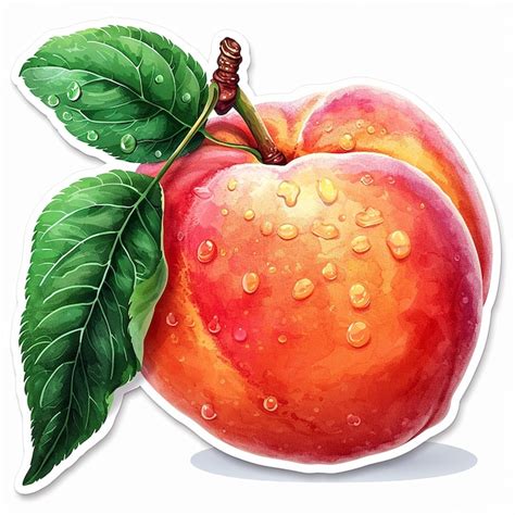 Premium Photo Ripe Peach Fruit Sticker With A White Border