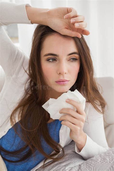 Brunette On Couch Stock Image Image Of Glow Health Cute 1373013
