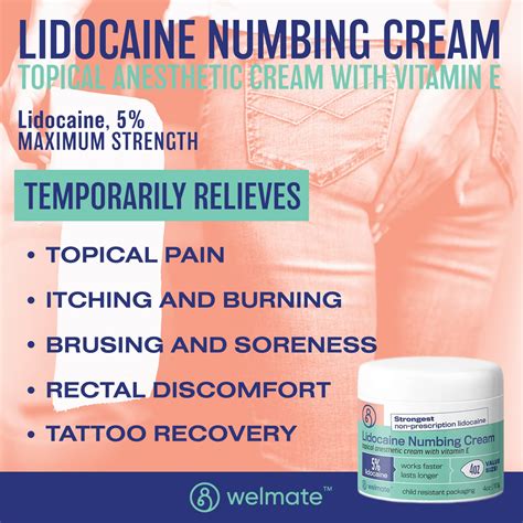 Welmate Lidocaine Numbing Cream Maximum Strength Topical