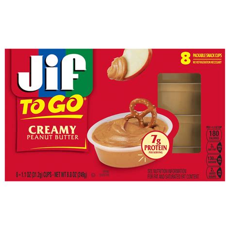 Save On Jif To Go Creamy Peanut Butter Portable Snack Cups 8 Ct Order Online Delivery Giant