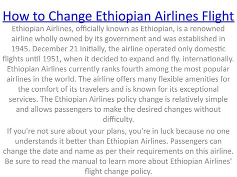 How To Change Ethiopian Airlines Flight By