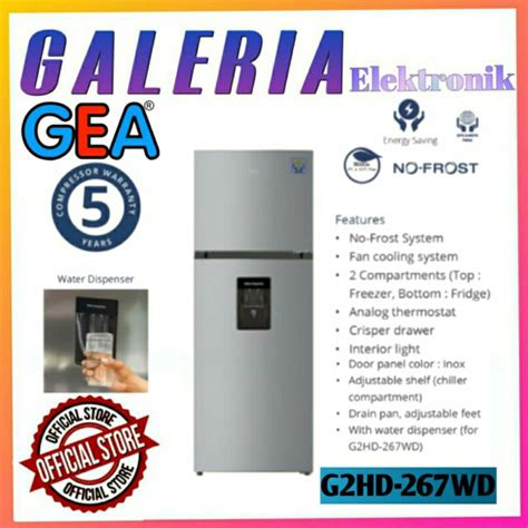 Jual Kulkas Pintu Top Mount Fridge Freezer Gea G Hd Wd G Hd Wd