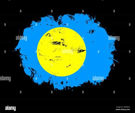 Palau Flag Painted On Black Stroke Brush Background Stock Photo Alamy